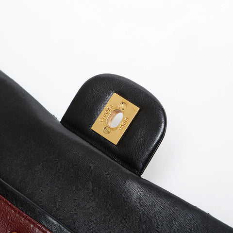 CHANEL No. 5 1997-1999 Matelasse 9.8" Lambskin Double Flap Shoulder Bag black WS21401
