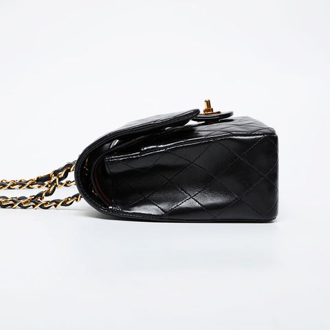 CHANEL No. 5 1997-1999 Matelasse 9.8" Lambskin Double Flap Shoulder Bag black WS21401