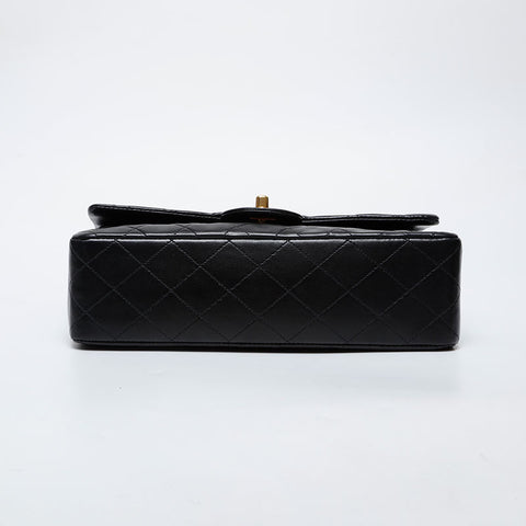 CHANEL No. 5 1997-1999 Matelasse 9.8" Lambskin Double Flap Shoulder Bag black WS21401