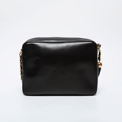 CHANEL No. 3 1994-1996 Triple Coco Lambskin Chain Shoulder Bag black WS21402