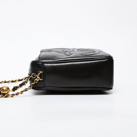 CHANEL No. 3 1994-1996 Triple Coco Lambskin Chain Shoulder Bag black WS21402