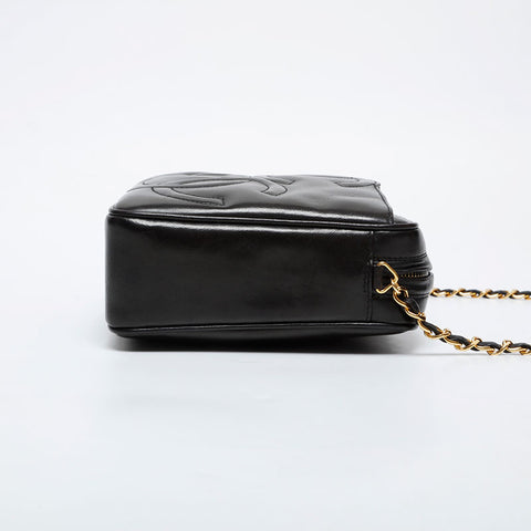 CHANEL No. 3 1994-1996 Triple Coco Lambskin Chain Shoulder Bag black WS21402