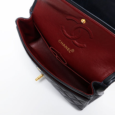CHANEL 3rd Series 1994-1996 Matelasse 9.1" Double Flap Chain Shoulder Bag black WS21403