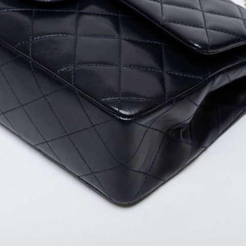 CHANEL 3rd Series 1994-1996 Matelasse 9.1" Double Flap Chain Shoulder Bag black WS21403