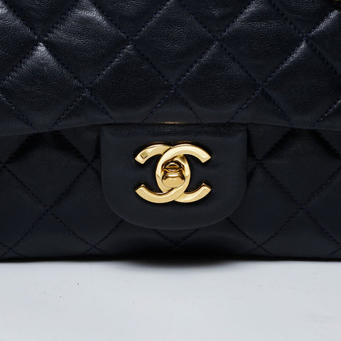 CHANEL 3rd Series 1994-1996 Matelasse 9.1" Double Flap Chain Shoulder Bag black WS21403