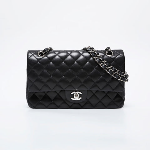 CHANEL 15th series 2011 Matelasse 9.8" Double Flap Lambskin Shoulder Bag black WS21404