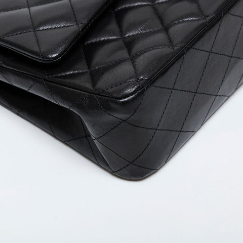 CHANEL 15th series 2011 Matelasse 9.8" Double Flap Lambskin Shoulder Bag black WS21404