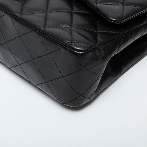 CHANEL 15th series 2011 Matelasse 9.8" Double Flap Lambskin Shoulder Bag black WS21404