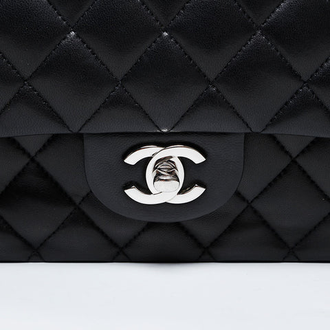CHANEL 15th series 2011 Matelasse 9.8" Double Flap Lambskin Shoulder Bag black WS21404