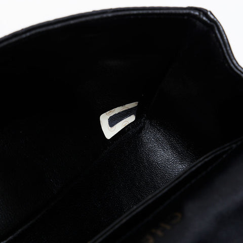CHANEL No. 1 1998-1991 Satin Chain Matelasse Shoulder Bag black WS21405
