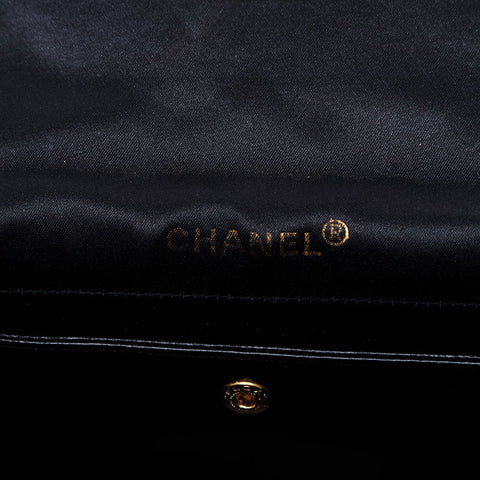 CHANEL No. 1 1998-1991 Satin Chain Matelasse Shoulder Bag black WS21405