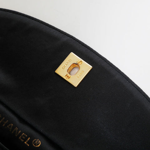 CHANEL No. 1 1998-1991 Satin Chain Matelasse Shoulder Bag black WS21405