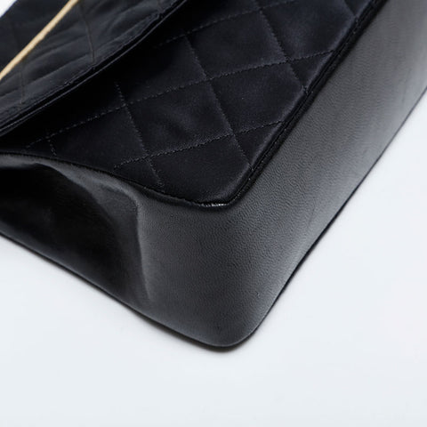 CHANEL No. 1 1998-1991 Satin Chain Matelasse Shoulder Bag black WS21405