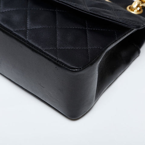 CHANEL No. 1 1998-1991 Satin Chain Matelasse Shoulder Bag black WS21405