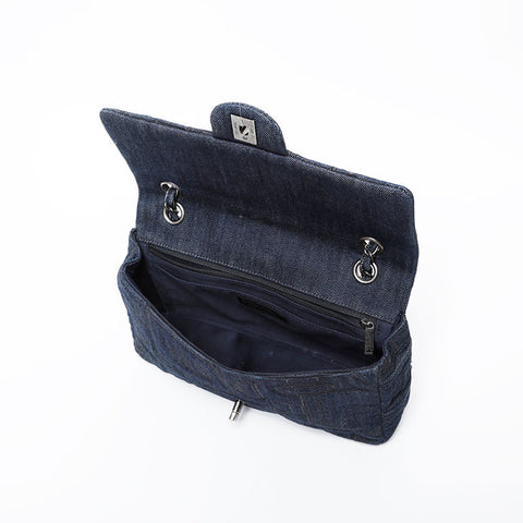 CHANEL 22nd Series 2016-2017 Denim Flap Chain Shoulder Bag Navy WS21406