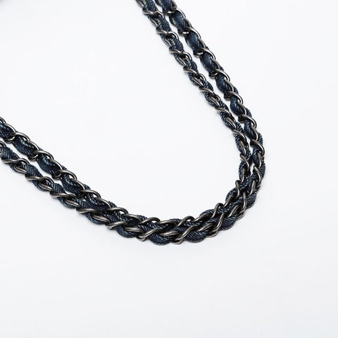 CHANEL 22nd Series 2016-2017 Denim Flap Chain Shoulder Bag Navy WS21406