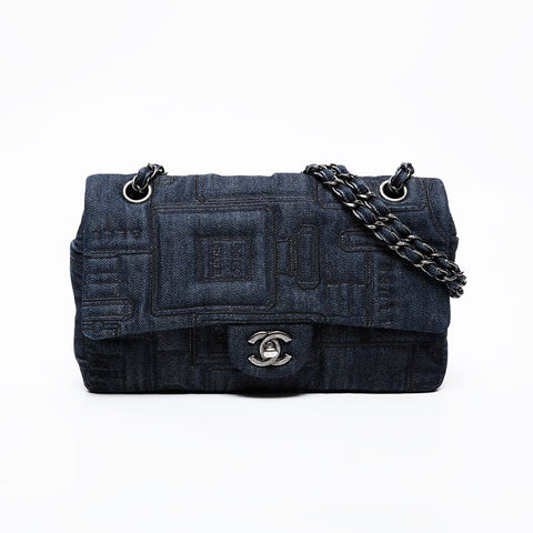 CHANEL 22nd Series 2016-2017 Denim Flap Chain Shoulder Bag Navy WS21406