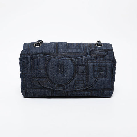 CHANEL 22nd Series 2016-2017 Denim Flap Chain Shoulder Bag Navy WS21406