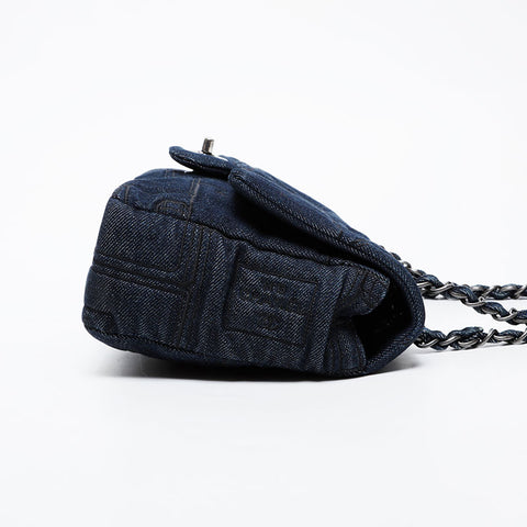 CHANEL 22nd Series 2016-2017 Denim Flap Chain Shoulder Bag Navy WS21406