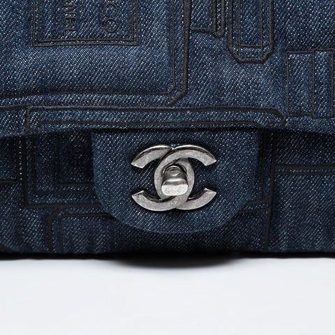 CHANEL 22nd Series 2016-2017 Denim Flap Chain Shoulder Bag Navy WS21406