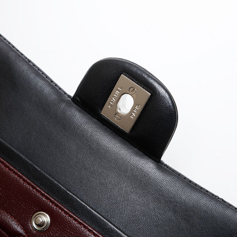 CHANEL 16th series 2012 Matelasse 9.8" Double Flap Lambskin Shoulder Bag black WS21409