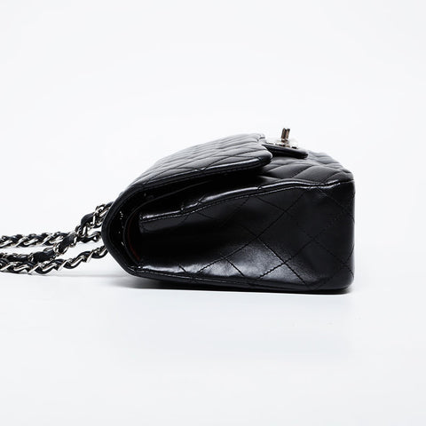 CHANEL 16th series 2012 Matelasse 9.8" Double Flap Lambskin Shoulder Bag black WS21409