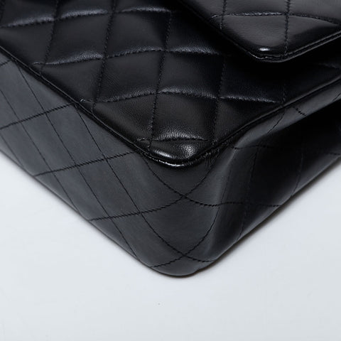 CHANEL 16th series 2012 Matelasse 9.8" Double Flap Lambskin Shoulder Bag black WS21409