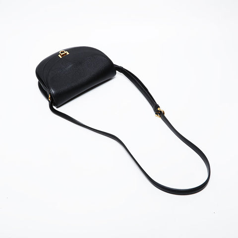 Salvatore Ferragamo Leather double flap Gancini Shoulder Bag black WS21410