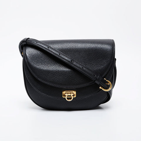 Salvatore Ferragamo Leather double flap Gancini Shoulder Bag black WS21410