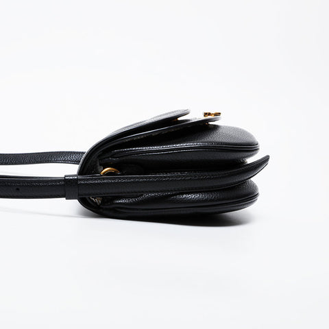 Salvatore Ferragamo Leather double flap Gancini Shoulder Bag black WS21410