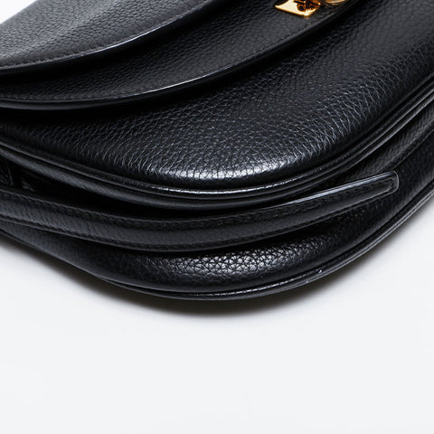 Salvatore Ferragamo Leather double flap Gancini Shoulder Bag black WS21410