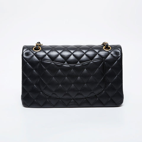CHANEL 30s 2020-2021 Matelasse 9.8" Double Flap Lambskin Shoulder Bag black WS21413