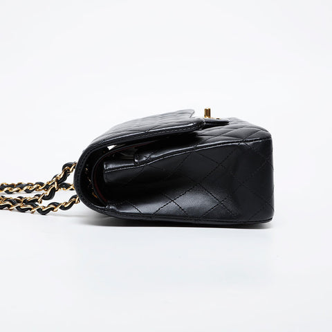 CHANEL 30s 2020-2021 Matelasse 9.8" Double Flap Lambskin Shoulder Bag black WS21413