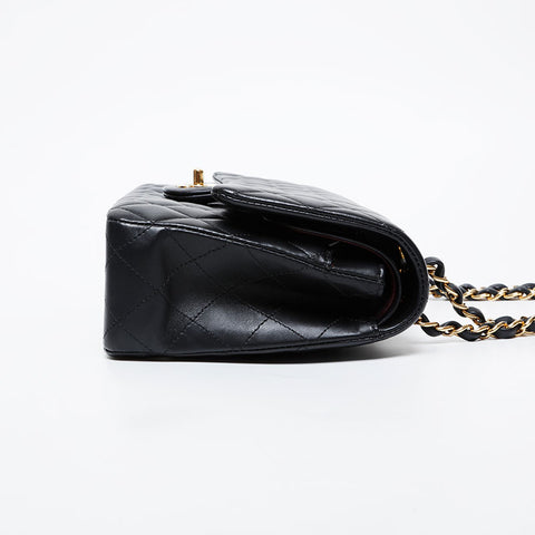 CHANEL 30s 2020-2021 Matelasse 9.8" Double Flap Lambskin Shoulder Bag black WS21413