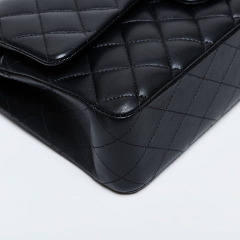 CHANEL 30s 2020-2021 Matelasse 9.8" Double Flap Lambskin Shoulder Bag black WS21413