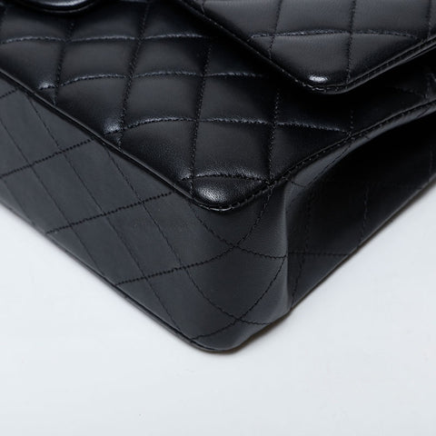 CHANEL 30s 2020-2021 Matelasse 9.8" Double Flap Lambskin Shoulder Bag black WS21413