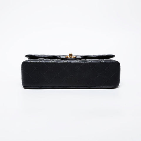 CHANEL 30s 2020-2021 Matelasse 9.8" Double Flap Lambskin Shoulder Bag black WS21413