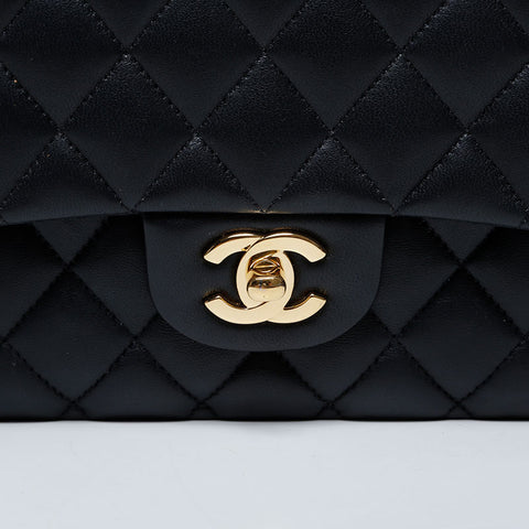 CHANEL 30s 2020-2021 Matelasse 9.8" Double Flap Lambskin Shoulder Bag black WS21413