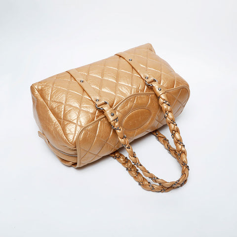 CHANEL 10 series 2005-2006 Lady Blade Matelasse Boston Shoulder Bag gold WS21414