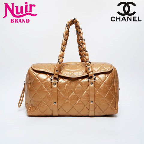 CHANEL 10 series 2005-2006 Lady Blade Matelasse Boston Shoulder Bag gold WS21414