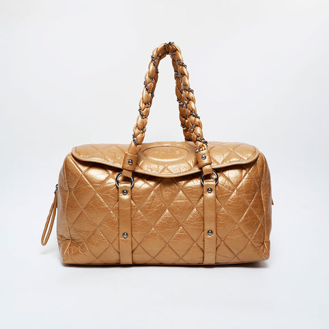 CHANEL 10 series 2005-2006 Lady Blade Matelasse Boston Shoulder Bag gold WS21414