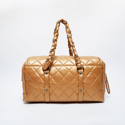 CHANEL 10 series 2005-2006 Lady Blade Matelasse Boston Shoulder Bag gold WS21414