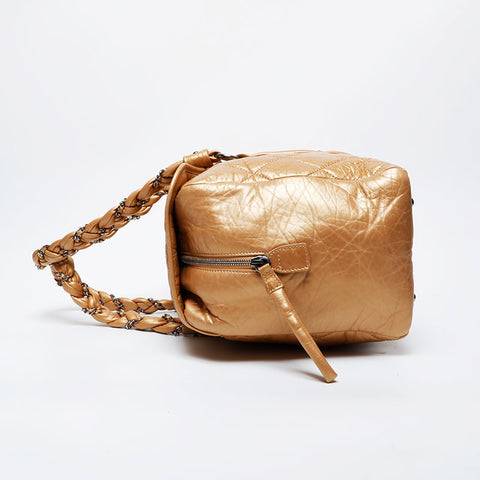 CHANEL 10 series 2005-2006 Lady Blade Matelasse Boston Shoulder Bag gold WS21414