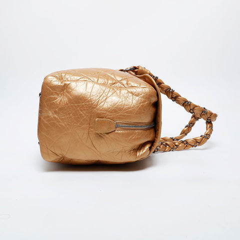 CHANEL 10 series 2005-2006 Lady Blade Matelasse Boston Shoulder Bag gold WS21414