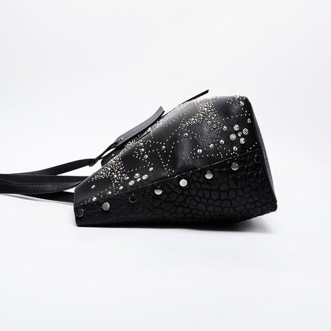 JIMMY CHOO Studded Leather Twist East West Tote Bag black WS21415