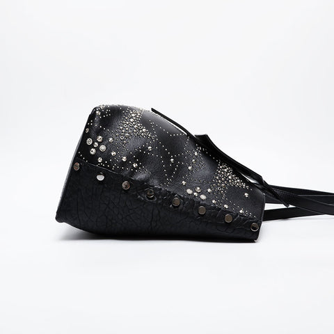 JIMMY CHOO Studded Leather Twist East West Tote Bag black WS21415