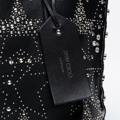 JIMMY CHOO Studded Leather Twist East West Tote Bag black WS21415