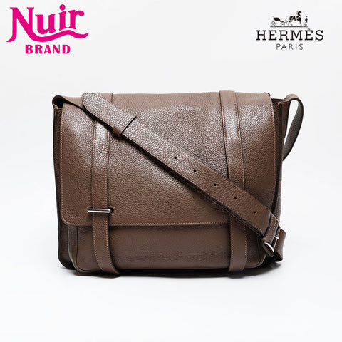 HERMES T-stamped Steve Buzas 35 Taurillon Clemence Taupe 2015 Shoulder Bag Brown WS21416