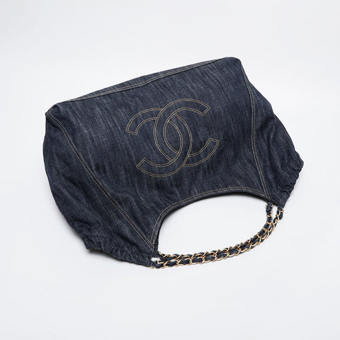 CHANEL No. 11 2007-2008 Denim COCO Mark Tote Bag Navy WS21420