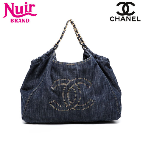 CHANEL No. 11 2007-2008 Denim COCO Mark Tote Bag Navy WS21420